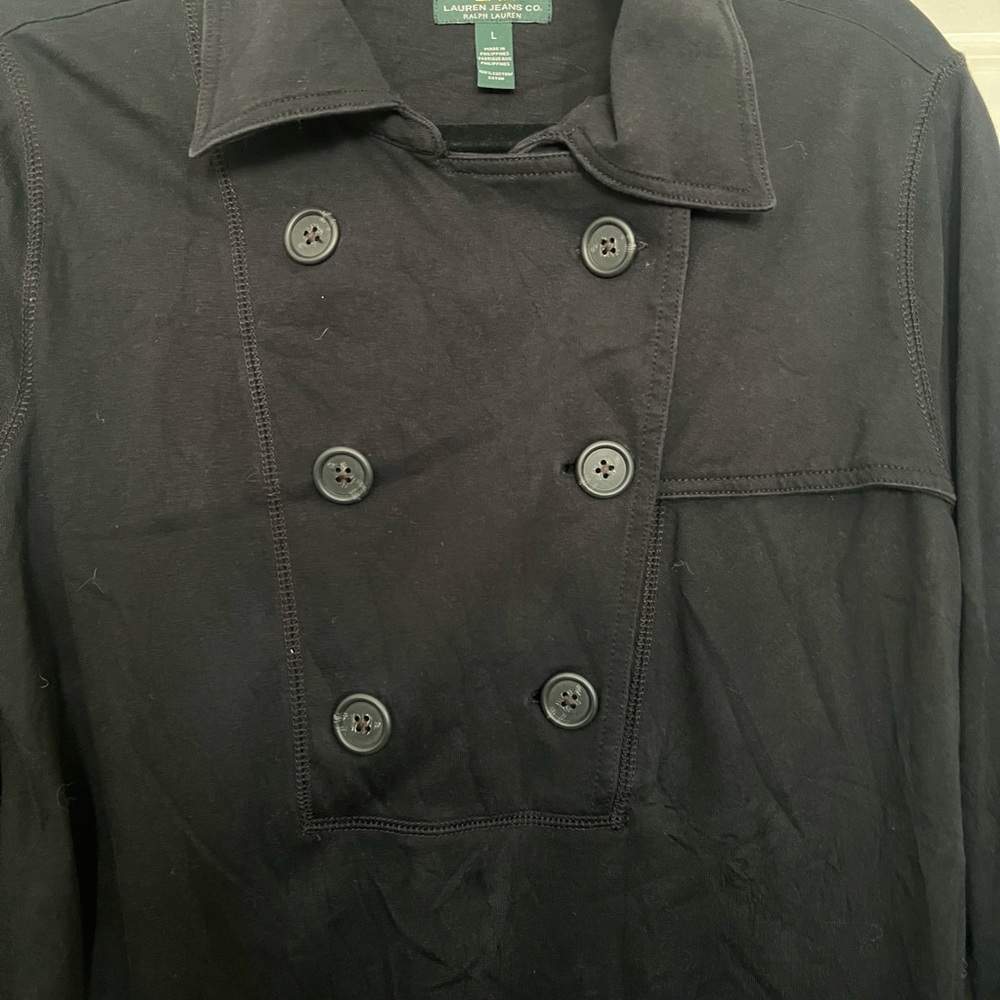LRL Ralph Lauren Black Cotton Double-Breasted Dress